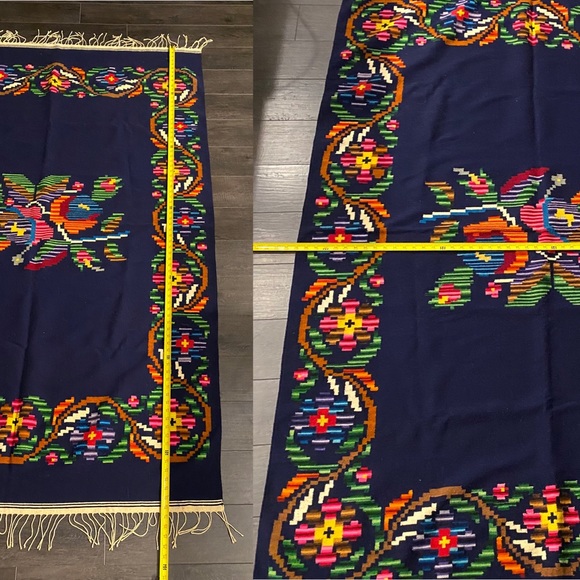 Zapotec Handwoven Bed Cover Topper Wall Tapestry 51"x78" Colorful Oaxaca Throw - Picture 6 of 16